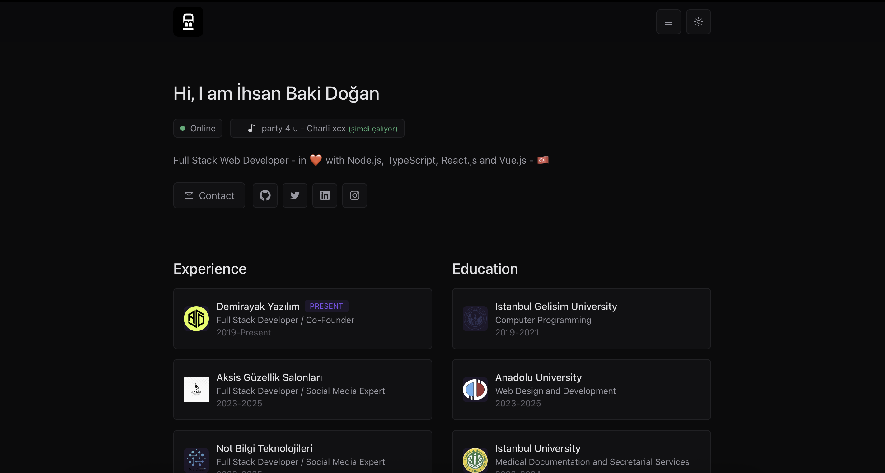 Kişisel Web Sitem